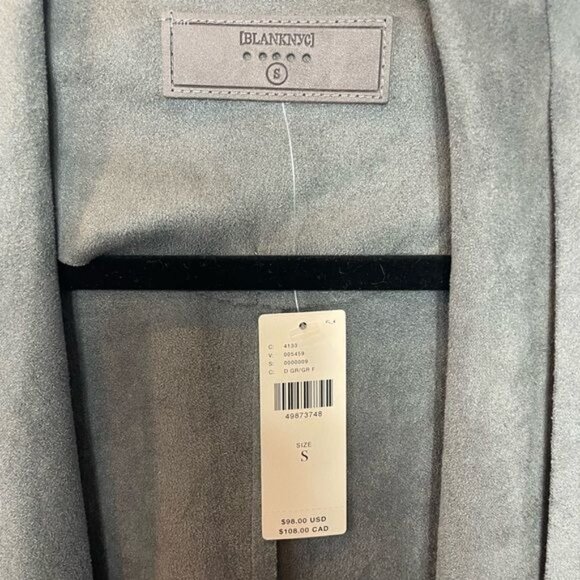Blank NYC Gray Suede & Leather Drape Collar Jacket NWT Size Small - Picture 4 of 14